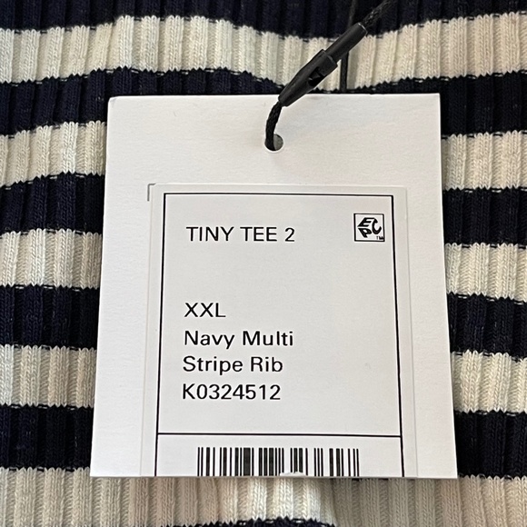 Theory Tiny Tee 2 in Navy Striped Ribbed Knit NWT - Picture 7 of 8